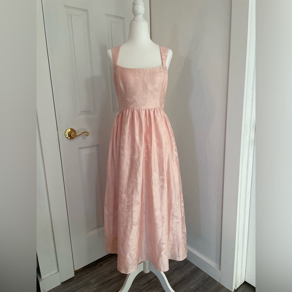 BHLDN Satin Midi Dress, Aletta/Blaine Square-neck Anthropologie 4 - Picture 4 of 16